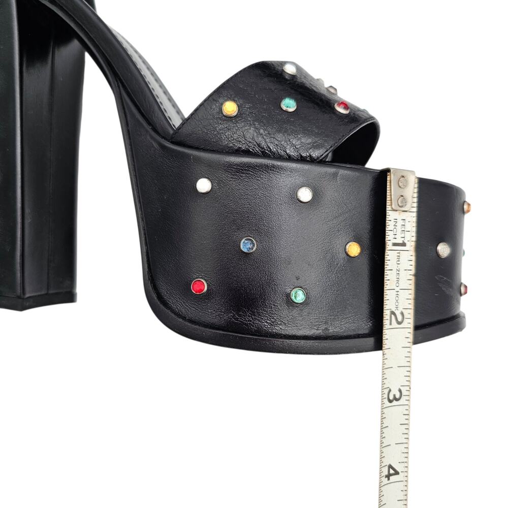 Louis Vuitton Monogram Platform Block Heel Sandal Black Crystal Stud Size 39 9 - Picture 11 of 15